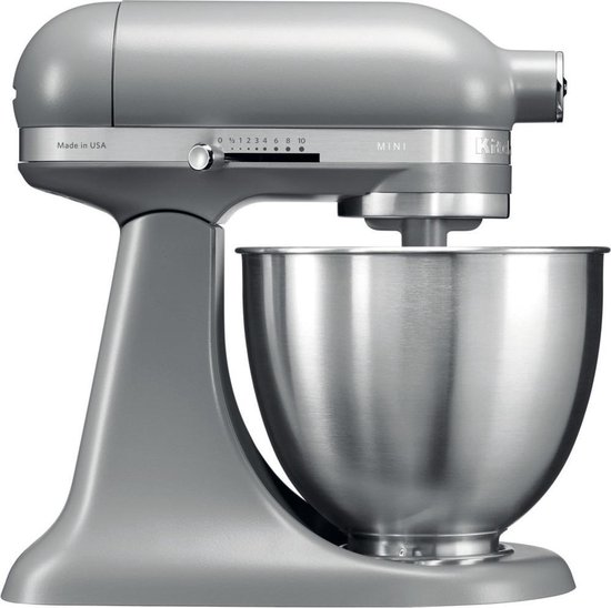 KitchenAid Standmixer - Mini mixer met kantelbare kop, accessoires en capaciteit van 3,3L - Mat grijs