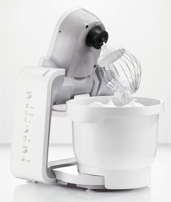 Silvercrest Keukenmachine - Wit - Geschikt voor mixen, raspen, snijden, roeren, kloppen en kneden - Aantal snelheden: 4 - Vermogen: 550 W - Met een grote mengkom (3,8 liter)